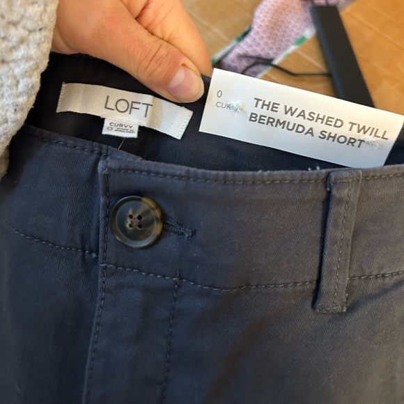 Nwt Loft Dark Gray Washed Twill Bermuda Shorts - Picture 3 of 6